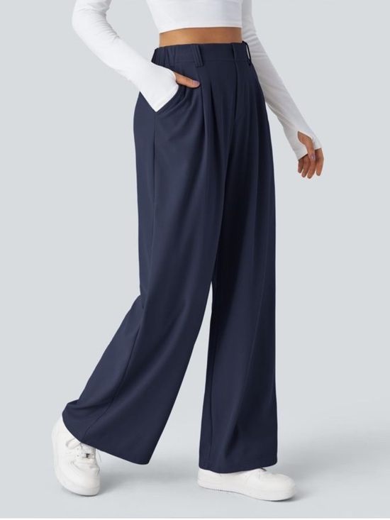 HALARA Pants - HALARA Breezeful Navy Wide-Leg High-Rise Pants